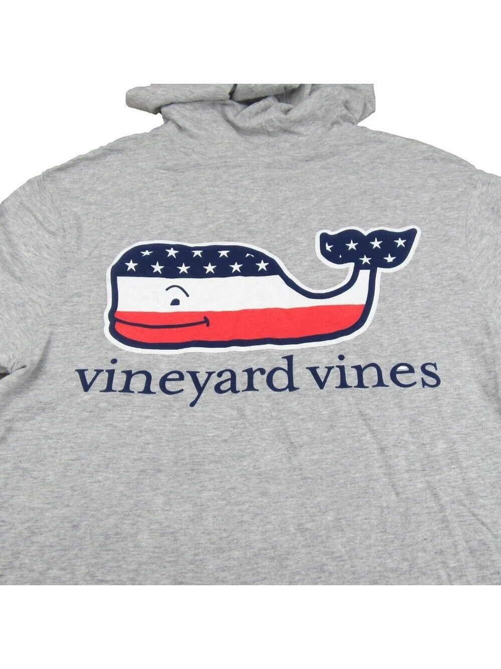 Vineyard Vines Graphic USA Hoodie Men's Size Medium Grey Heather Long Sleeve NEW